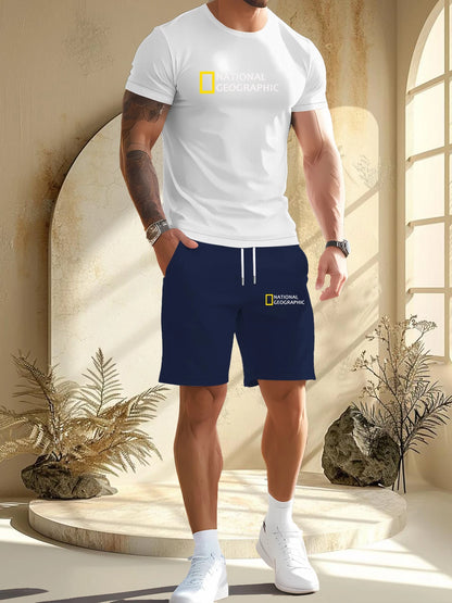 2025 New Fashionable Men's Outdoor Set, Short Sleeve Shorts, Comfortable and Breathable Material