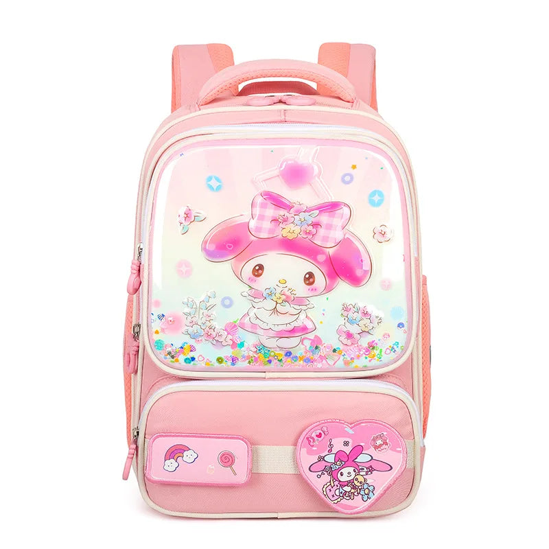 Kuromi Cute Kids Backpack Large Capacity School Bag for Boys Girls Grade 3-4 Cartoon Cosplay Accessories