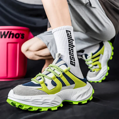 Sneakers for Men Fashion Green Half Breathable Summer Chunky Shoes Men Streetwear Platform Sneakers Man Sports Casual Shoes 2025