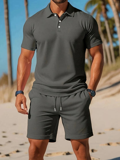 Mens premium two-piece summer shorts and polo shirt T-shirt,suitable for daily wear and beach leisure outdoorsports3D printedset