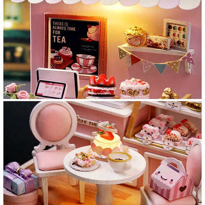 木製ミニチュアドールハウス DIY 小さな家キット 3Dパズル 組み立て式ハウス 家具 おもちゃ 子供の誕生日プレゼント