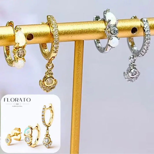 925 Sterling Silver Ear Needle White Crystal Hoop Earrings For Women vintage Piercing Pendientes Earrings Jewelry Accessories