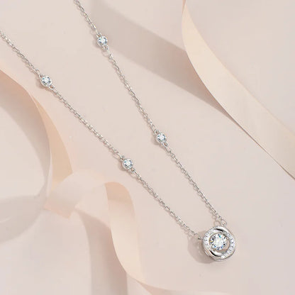 RAPRGOLD GRA認定モアサナイト ラウンドダンシングペンダントネックレス レディース用 925スターリングシルバージュエリーチェーン ウェディングギフトにおすすめ