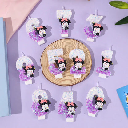 Kawaii Kuromi Birthday Candle Sanrio Purple 0-9 number Candles Birthday Cake Decoration Anniversary Party Candles Scene supplies