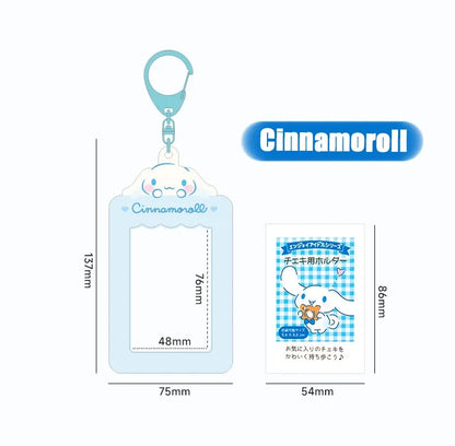 Sanrio Card Holder Hello Kitty Cinnamoroll Kuromi My Melody Photo Card Keychain Kawaii Bag Kpop Style Pendant Student Gift Toys