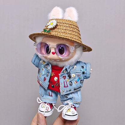 Labubuキッズ服用高品質15cm - 17cm西洋デニム服と靴セット Labubuユニバーサル服