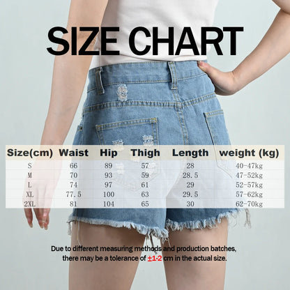 Summer Women's Denim Shorts Fashionable Sexy High-Waist Loose Pocket Tassel Hot Pants Female Casual Streetwear Short