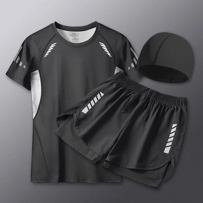 2025 Summer Men's 1-2 Piece Suits Separates Swimsuit Set Anti Embarrassment Swimming Trunks Surfing Beach Wear Sports Clothes
