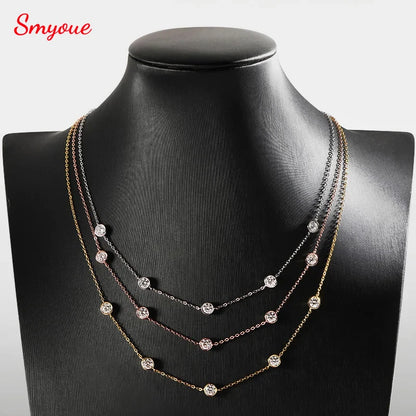 Smyoue バブル 各5mm オールモイッサナイト ネックレス レディース ラグジュアリー 女性用 ネックチェーン 100% スターリングシルバー S925 ファインジュエリー GRA