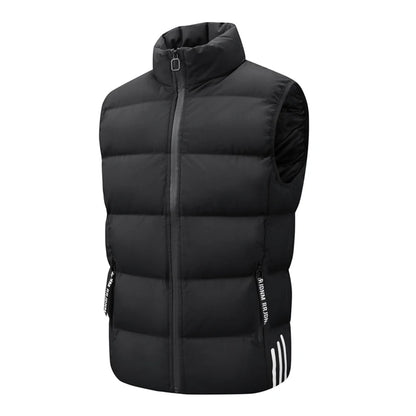 Winter Man Windproof Casual Warm Sleeveless Vest Men Stand Collar Multi Pocket Vests Male Puffer Outdoor Jogging Sport Waistcoat