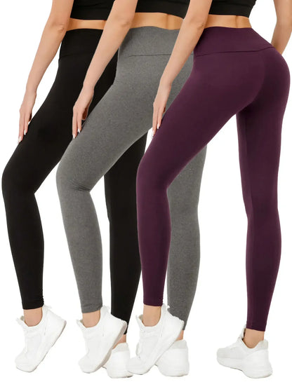 3 Pack Women's Super Soft Leggings High Waisted Tummy Control No See Through Workout Yoga Running Athletic Push Up Gym  Leggings