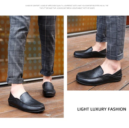 Men Loafers 2024 New Leather Shoes Men‘s Casual Shoes Moccasins Breathable Sneakers Men Driving Shoes Comfort Flats Plus Size 46