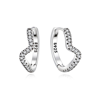 Original 925 Sterling Silver Earrings 2025 Stud Hoop Crystal Earings For Women Rose Gold Crown Heart Infinity Bee Earing Jewelry