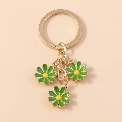 Cute Enamel Keychain Colorful Sakura Flower Key Ring Sweet Key Chains for Women Girls Handbag Accessories DIY Jewelry Gifts