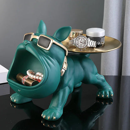 30cm ホームデコレーション ブルドッグ 置物 犬像 収納ボックス 動物飾り 樹脂工芸 アート彫刻 置物 ホーム 子犬彫刻