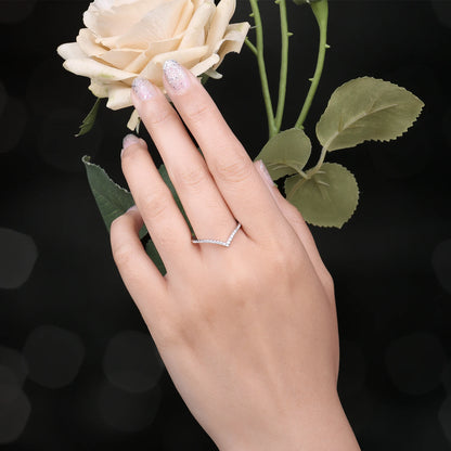 JewelryPalace モアサナイト Dカラー ラウンドカット 925スターリングシルバー V字型 重ね付け可能 ウェディングリング レディース イエロー ローズゴールドメッキ