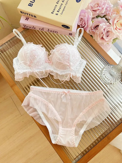 Japanese Style Lolita Princess Wind Lace Lace Lingerie Design for Girls Push-up Bra Women Underwear  Push Up Bra
