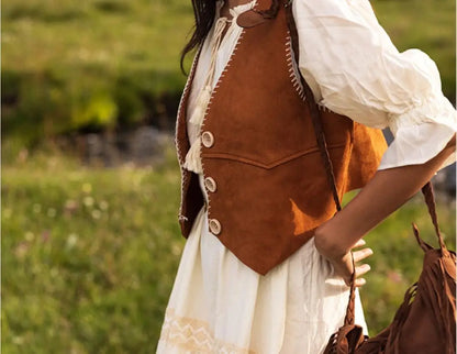 Fashion Women's Brown Button Vest Waistcoat
