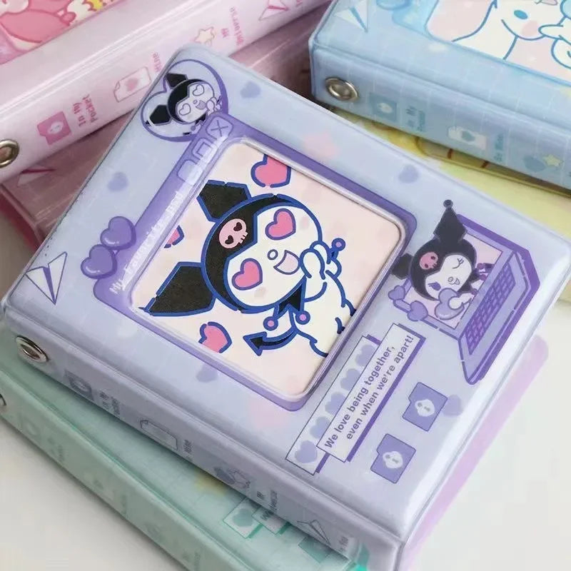 3Inch Sanrio Hello Kitty Photo Album Card Kawaii Kuromi Cinnamoroll Melody Card Storage Holder Cards Collect Mini Toys Gifts