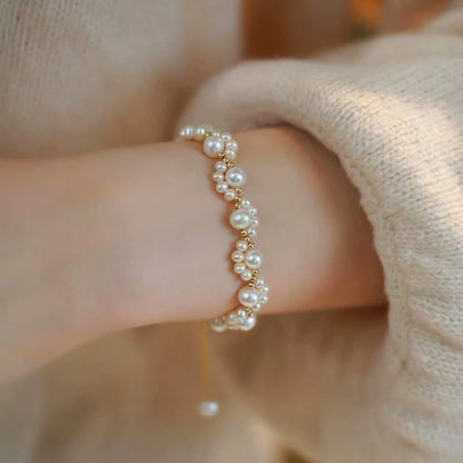 French Retro Single Zircon Pearl Bracelet for Women Simple Handmade Beaded New Elegant Luxury Jewelry Birthday Gifts for Female