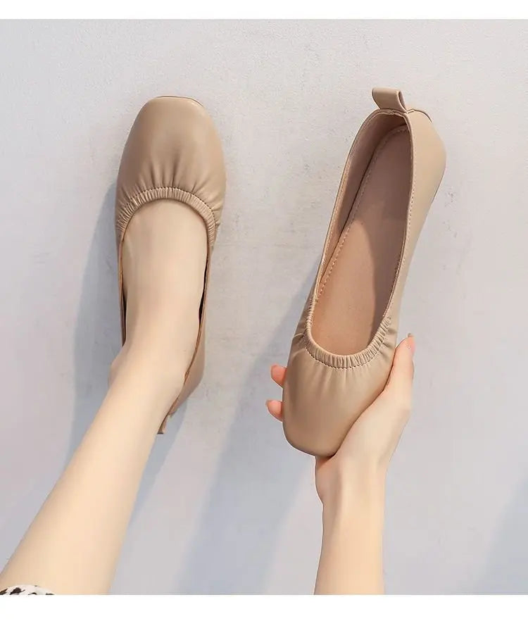 Women's Flats – 2025 Autumn New Trendy Retro Fashion Low-Heel Casual Commuting Leather Loafers (Driving Shoes for Petite Women)