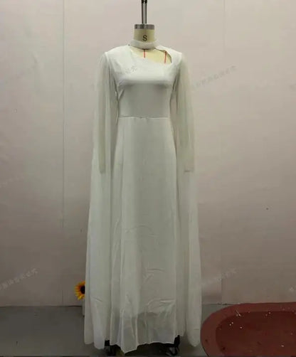 Party Dresses Women Long Dress Round Collar Solid Color Lace Up Tight Waist A Line 2025 Female Vestidos Temperament Maxi Gown