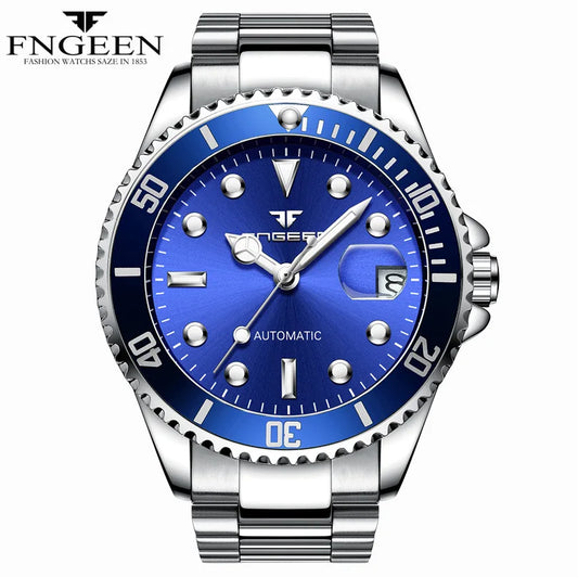 Luxury Brand Men Watch Steel Tourbillon Skeleton Mechanical Watches Luminous Automatic Date Diamond  FNGEEN 9001 Wristwatch