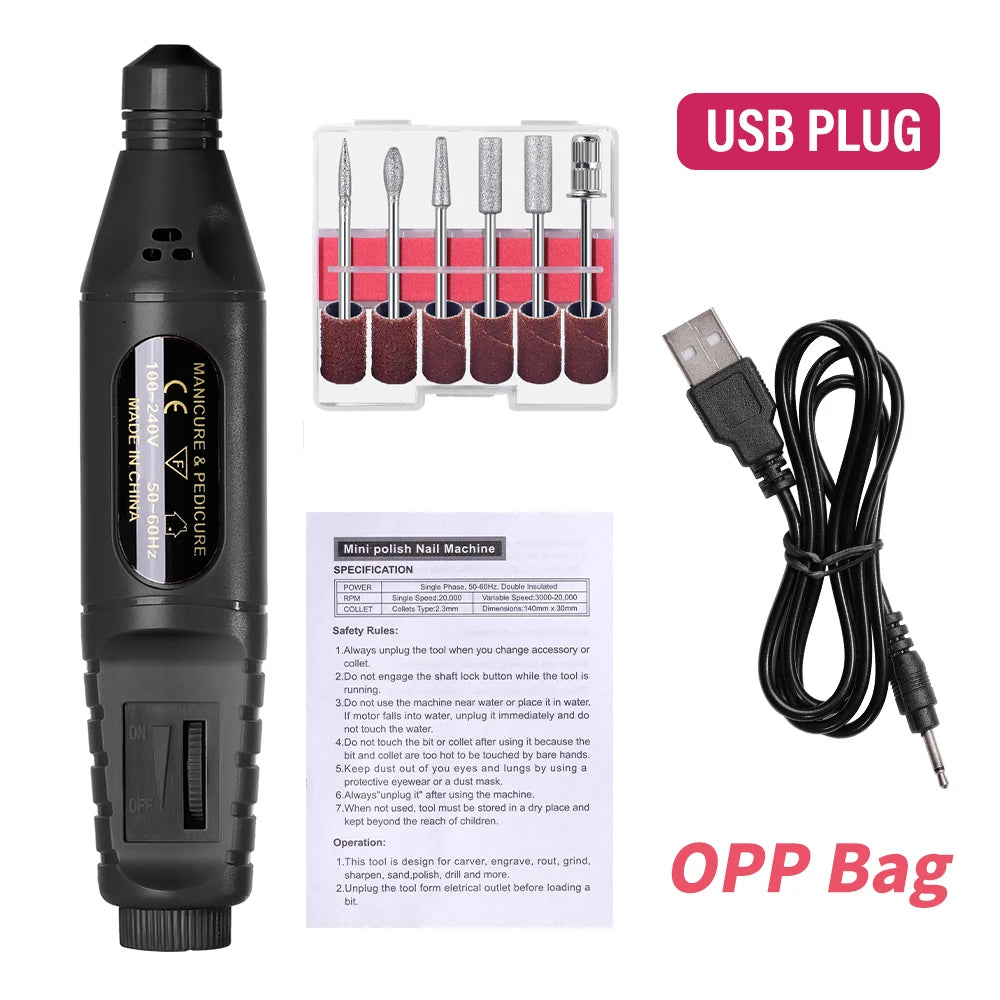 LINMANDA 6 in 1 電動ネイルドリルキット ネイルポリッシャー マニキュア ポータブルネイルファイル ネイルドリル機器 ペンツール マシン