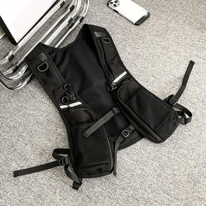 Multi-pocket Chest Bag European American Style Men Chest Bag Reflective Strip Street Culture Inspired Bag Men Safety Vest