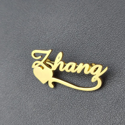 2022 Personalized Custom Women Name Brooch Stainless Steel Nameplate Lapel Badges Fashion Temperament Jewelry Best Gifts