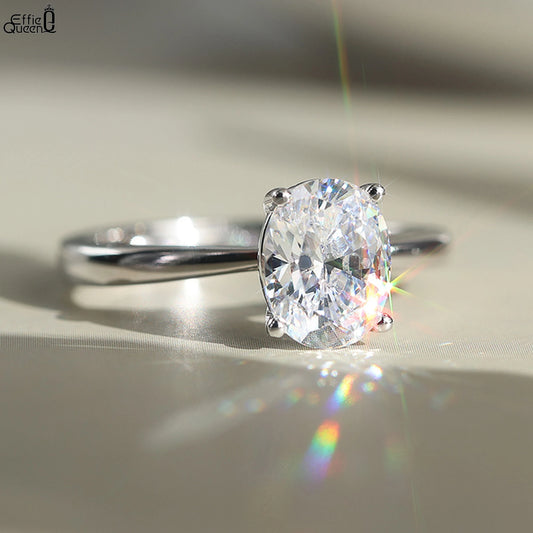 Effie Queen 925 Sterling Silver Eternity Ring with Brilliant Round-Cut Moissanite, Versatile Piece to Complement Any Event MOR01