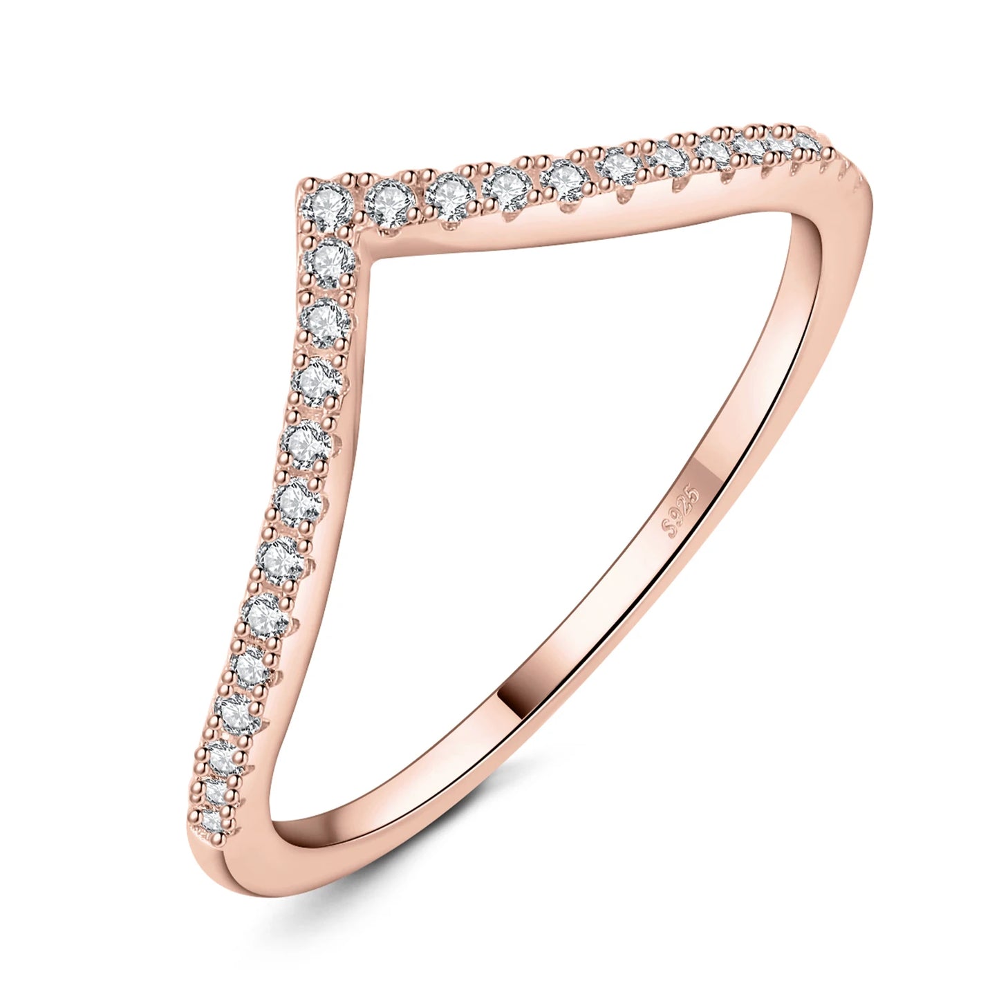 JewelryPalace モアサナイト Dカラー ラウンドカット 925スターリングシルバー V字型 重ね付け可能 ウェディングリング レディース イエロー ローズゴールドメッキ