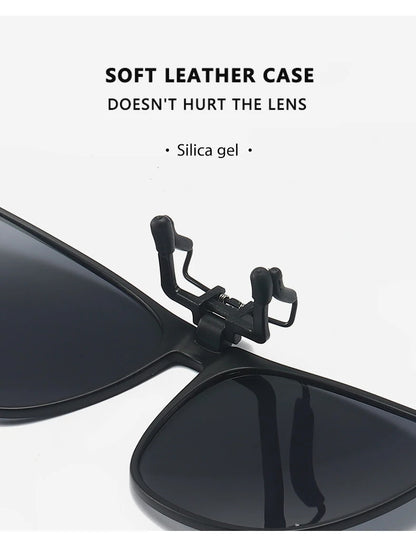 Polarized Clip On Sunglasses Men Car Driver Goggles Night Vision Glasses Anti Glare Vintage Square Glasses Oculos