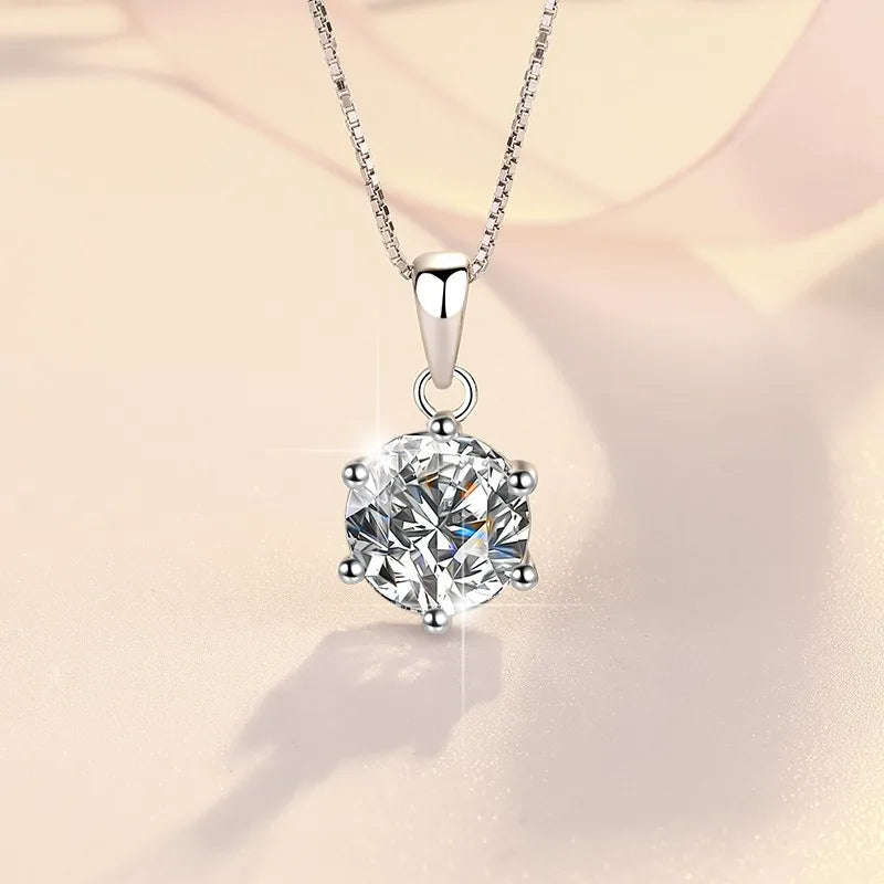 Smyoue 0.5-5CT D Color Zircon/moissanite Necklace for Women Sparkling Lab Diamond Pendant 925 Sterling Silver Wedding Jewelry