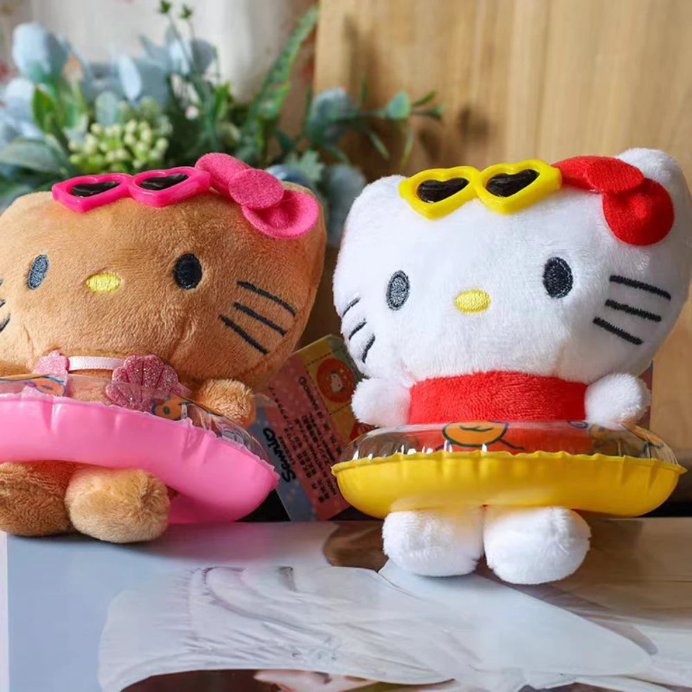 かわいい Sanrio Hello Kitty スイミングサークル ぬいぐるみ おもちゃ カートゥーン Kt キャット ハワイアンスタイル バックパック飾り 女の子向けギフト