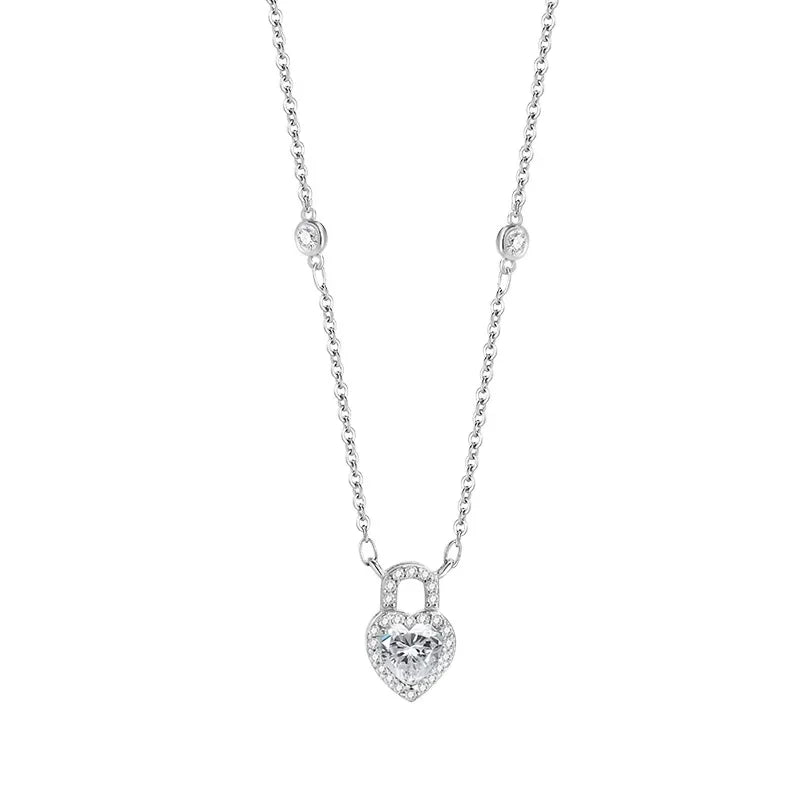 Real 925 Sterling Silver Heart Cut 0.8ct Moissanite Dancing Necklace Fashion Pendant Necklace Jewelry Gift Women