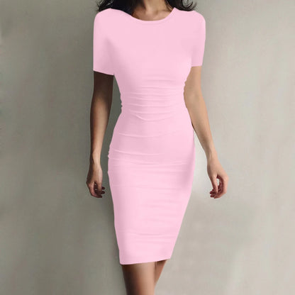 Summer Dress High Stretch Tank Robe Solid Short Sleeve Casual Slim Long Pencil Dress Women Sexy Maxi Dress Elegant Thin Vestido