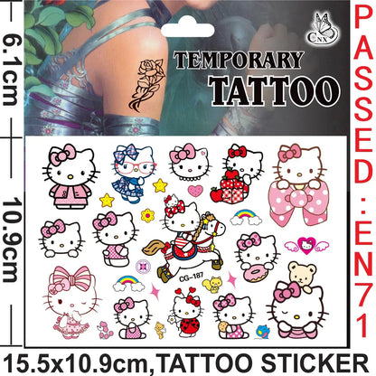 Sanrio series Tattoo Stickers Waterproof Cute Sticker Anime Birthday Party Supplies Decoration For Kids Women Men Gift
