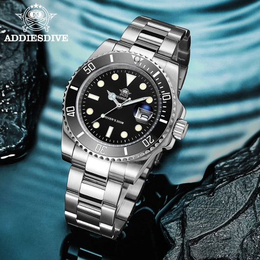 ADDIESDIVE ステンレススチール腕時計 メンズ 欧米 ビジネス レジャー クォーツ腕時計 防水 アウトドア スポーツウォッチ