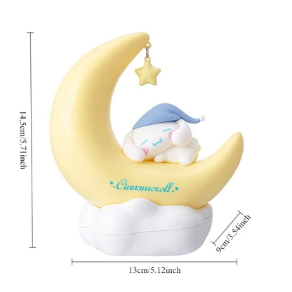 MINISO Sanrio Light-emitting Ornaments Genuine Kawaii Kuromi Cinnamoroll Crescent Dream Led Night Light Girls Children's Gift