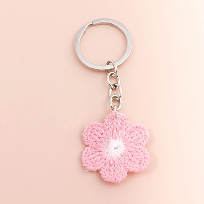 Cute Enamel Keychain Colorful Sakura Flower Key Ring Sweet Key Chains for Women Girls Handbag Accessories DIY Jewelry Gifts