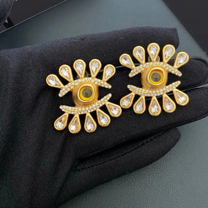 New Jewelry & Accessories Retro Style Eye Shaped Crystal Ear Clip Earrings For Women's Parties & Gifts