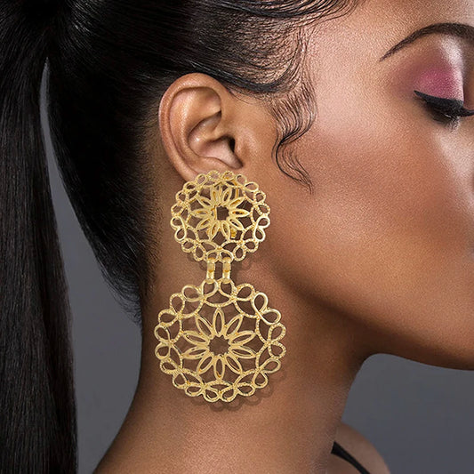 Women Earrings Luxury Design Big Drop Earrings Two Tone Fashion Jewelry  Wedding Party Gift Trending
