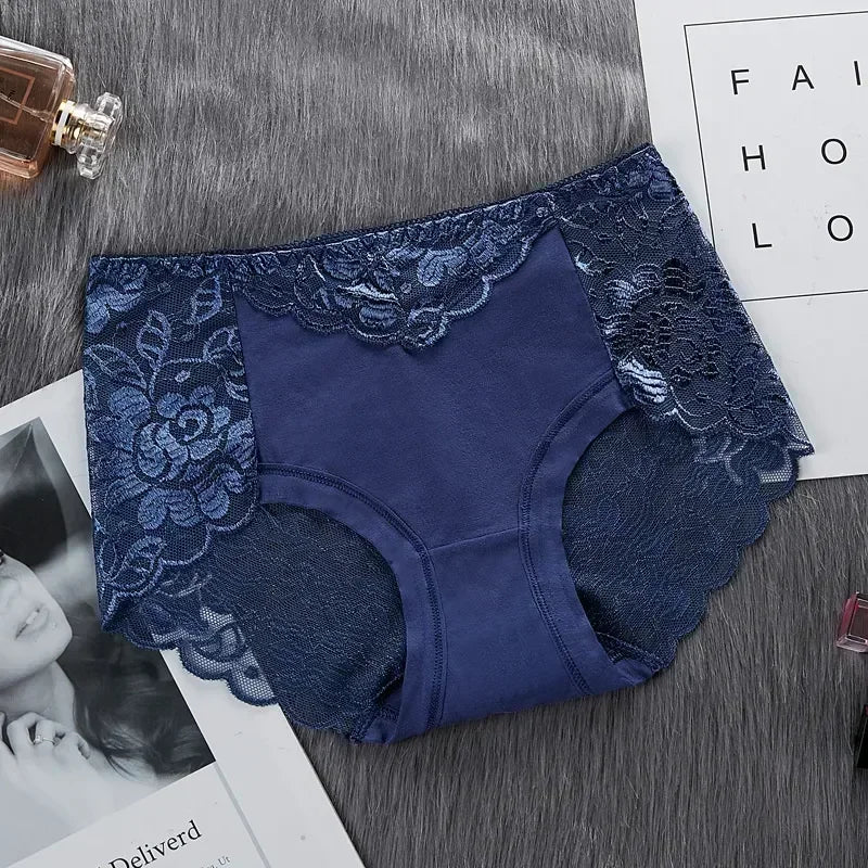 Women's Cotton Underwear Panties Sexy Lace Mid-Waist Hollow Female Briefs Hip Lift Underpants for Lady Lingerie Нижнее Белье