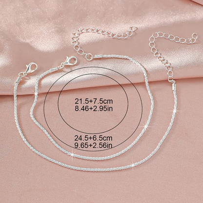 LATS Shiny Sparkling Simple Anklet for Women Gold Silver Color Elegant Jewelry Female Beach Ankle Bracelet on Foot Party Gift