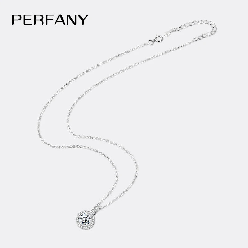 PERFANY 1-5CT モアサナイト ネックレス レディース S925 純銀 ラウンド ラボラトリーダイヤモンド ペンダント ファッショナブル ウェディング ラグジュアリー ジュエリー