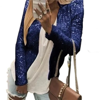 Glitter Sequin Jacket Autumn Sequins Golden Loose Jacket For Women Long Sleeve Casual Jacket Female Fashion Coats Women Jackets