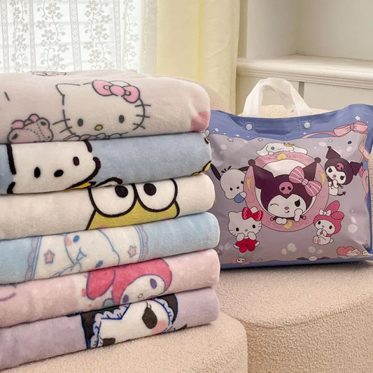Sanrio ハローキティ クロミ メロディ カートゥーン 両面 ソファ ワゴン 車用 エアコン ブランケット オフィス 昼寝用 ブランケット カバー ブランケット