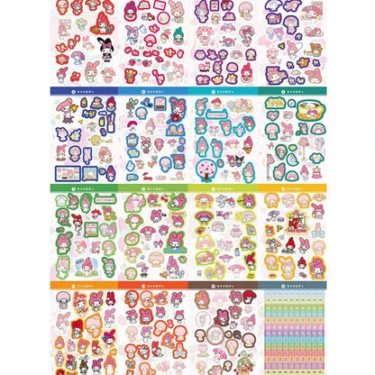 450Pcs/Book Sanrio Stickers Melody Cartoon Kuromi Hello Kitty Cinnamoroll Hand Acount Decorative Sticker Girls Gift Kids Toys