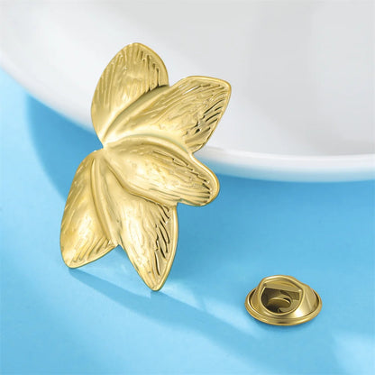 My Shape Leaves Brooch for Woman Girls Fan Shaped Leaves Brooch Pins for Dress Skirts Gold Color Stainless Steel Jewelry Gifts